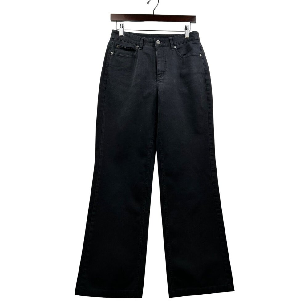 VINTAGE Talbots Y2K Classic Black Stretch Jeans Embroidered Back Pockets Sz 6